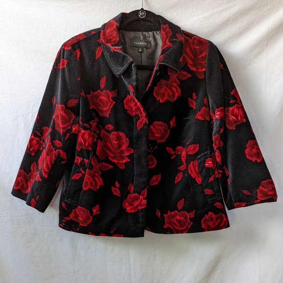 Talbots Roses Sweater Jacket Size 8 - Picture 5 of 14